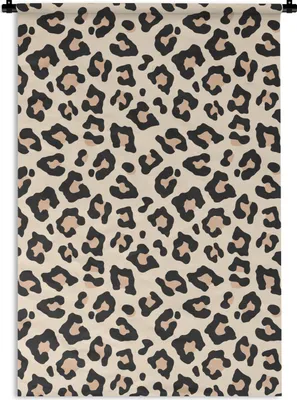 Produktbild von MuchoWow® Wandteppich Wandbehang Weiß - Tiermuster - Panther 90x135 cm Tapisserie Dekoration Wandtuch - Baumwolle - Wandskulptur
