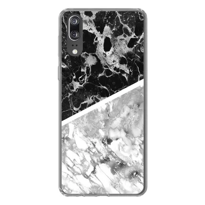Produktbild von MuchoWow® Handyhülle Schutzhülle Hülle für Huawei P20 Marmor - Schwarz - Weiß - Luxus Silikon Softcase Handy Hülle - Hardcover