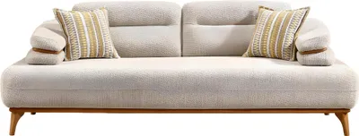 Produktbild von Elegantes weißes Stoffsofa aus Holz für modernes Wohnzimmer