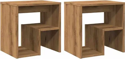 Image de vidaXL Tables de chevet 2 pcs. Chêne Artisan 40x30x40 cm Matériau dérivé du bois