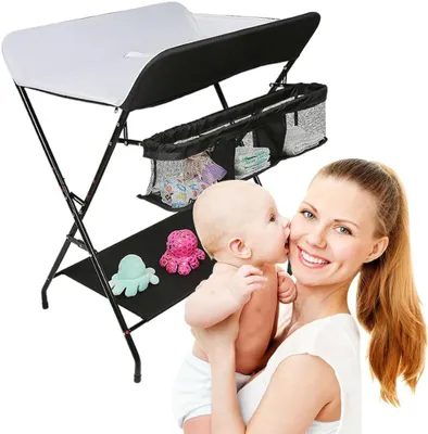 Produktbild von Baby Commode - Faltbare Möbel - Babypflege - Raumsparendes Design - 79 x 555 x 96 cm - Grau weiß