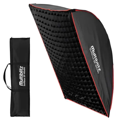 Produktbild von Multiblitz Softbox SF-60x90 Bowens mit Grid und Diffusoren, Lichtformer für Studioblitz und LED Dauerlicht, Lichtdiffusor für Porträtfotografie und Videobeleuchtung