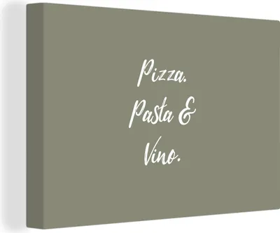 Produktbild von OneMillionCanvasses® - Leinwandbilder - 140x90 cm, Sprichwörter - Pizza, Pasta & Vino - Zitate - Essen - Trinken, Wandbilder Kunstdruck Wanddekoration - Foto auf Leinwand -