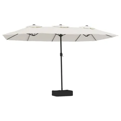 Produktbild von vidaXL Doppel-Sonnenschirm mit LED-Leuchten Sandweiß 449x265 cm