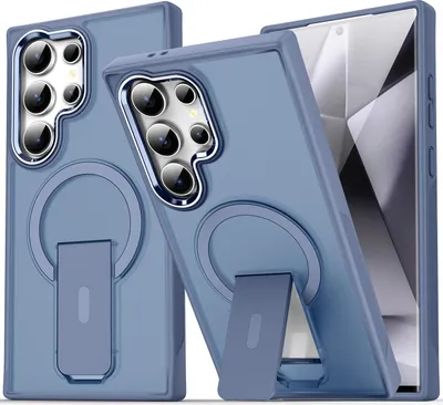 Image de Etui magnétique pour Samsun Galaxy S25+ / S24+, compatible MagSafe, dos mat, housse antichoc avec support Bleu