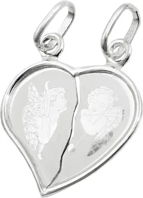 Produktbild von Doppel Anhänger zum Teilen Herz mit Engeln 925 Sterlingsilber Silberanhänger