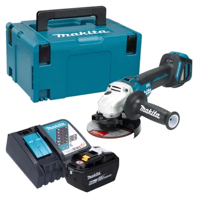 Immagine prodotto di Smerigliatrice angolare a batteria Makita DGA 511 Z 18 V 125 mm Brushless + 1x batteria 9,0 Ah + caricabatterie + Makpac