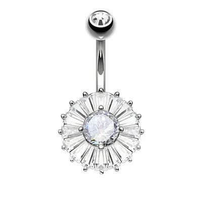 Produktbild von Taffstyle Bauchnabelpiercing Bauchnabelpiercing Stecker Princess Cut Kristall Blume, Silber