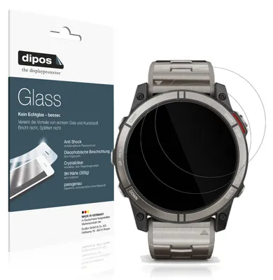 Produktbild von 2x Schutzfolie für Garmin quatix 7X - Anti-Shock 9H Folie dipos Glass Kunststoffglas