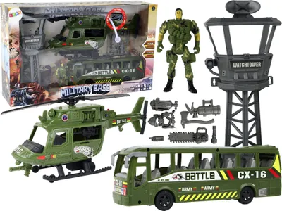 Produktbild von Lean Toys Militär Set Militärhubschrauber Kampffahrzeug Kontrollturm Soldat
