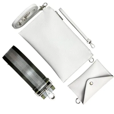 Produktbild von Zulino Umhängetasche Handtasche Echtleder Clutch Banktasche Reisepass Italy Z65 Weiß