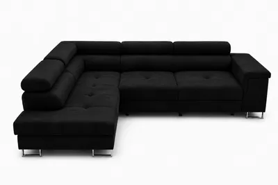 Produktbild von Ecksofa L-Form ALVARO in Schwarz 275 x 90 x 202 cm mit Schlaffunktion und Bettkasten Links, KI-generiertes Bild