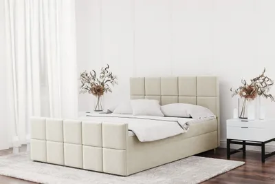 Produktbild von Boxspringbett Schlafzimmerbett JOST 180x220cm in Stoff Matt Velvet Creme