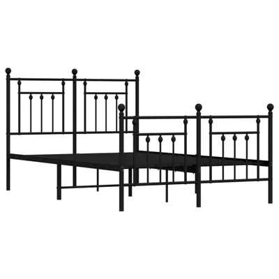 Image de Cadre de lit métal sans matelas avec pied de lit noir 120x200cm