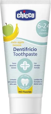 Produktbild von Chicco Kinderzahnpasta mit Apfel-Banane-Geschmack fr Babys 6-24 Monate, 50 ml