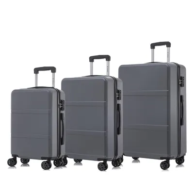 Produktbild von Premium Reisekoffer TSA-Schloss,YKK-Reißverschluss Hartschalen-Koffer Trolley Kabinenkoffer Rollkoffer Suitcase Handgepäck  (Grau, M-L-XL-Set)