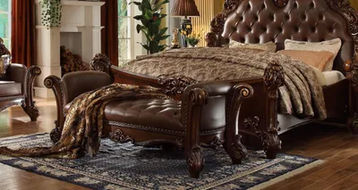 Produktbild von Sitz Polster Bank Polster Sitz Hocker Bank Leder Holz Stil Designer Chesterfield