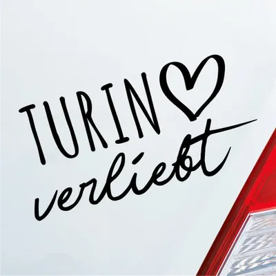 Produktbild von Auto Aufkleber Turin verliebt Herz Stadt Heimat Liebe Car 19x10 cm Schwarz Glanz Sticker Heckscheibenaufkleber