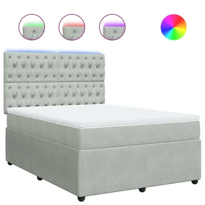 Produktbild von Boxspringbett mit Matratze Hellgrau 140x200 cm Samt