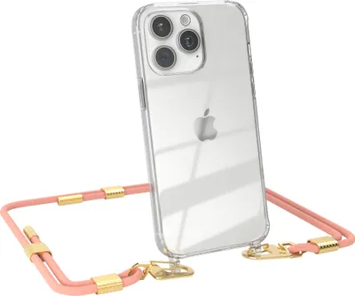 Produktbild von EAZY CASE Handykette für Apple iPhone 15 Pro Max, Transparente Silikonhülle mit Band, Clear Case, abnehmbar in  Rosa