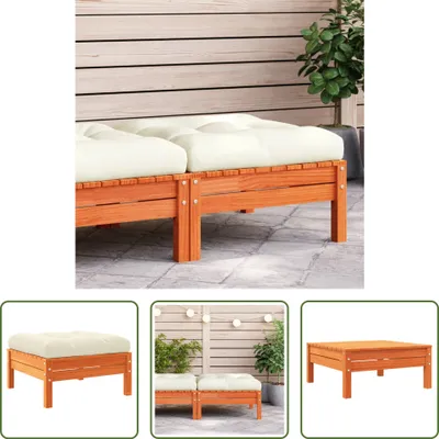 Produktbild von The Living Store Gartenhocker mit Kissen Wachsbraun Massivholz Kiefer