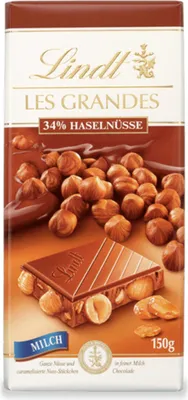 Obrázok produktu pre Lindt Les Grandes 34% lieskové oriešky v mliečnej čokoláde 150g
