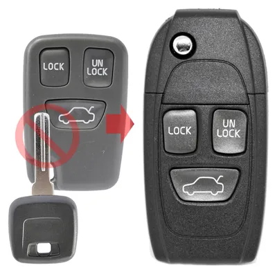 Produktbild von Auto Schlüssel Funk Fernbedienung 1x Klapp Umbau Gehäuse 3 Tasten + 1x Rohling NE66 kompatibel mit Volvo