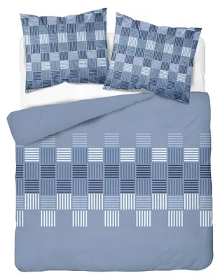 Obrázek produktu pro Běžné povlečení, flanelové povlečení, teplé, vhodné na zimu, rozměr 200x220, modrá geometrická vzory, model 6046a, Obrázek vytvořený pomocí AI