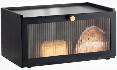 Brotkasten aus Bambus, schwarz, 40x25x20 cm, belüftet