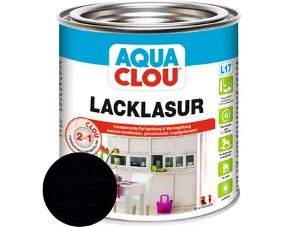 Produktbild von Clou Lack-Lasur Combi Aqua L17 schwarz 375 ml