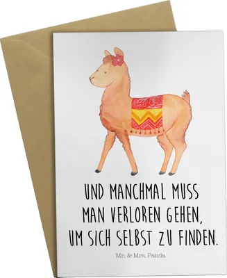 Produktbild von Mr. & Mrs. Panda Glückwunschkarte Alpaka Stolz - Weiß - Geschenk, Grußkarte, Klappkarte, einladungskarten, hochzeitskarten, weihnachtskarten, Lama, osterkarten
