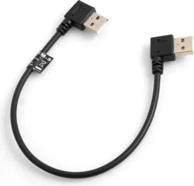 Produktbild von SYSTEM-S USB 2.0 Typ A Stecker 90° Grad Links Gewinkelt auf USB 2.0 Typ A Stecker 90° Grad Links Gewinkelt Ladekabel Datenkabel Verlängerungskabel 27 cm