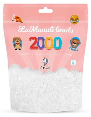 Zdjęcie produktu dla La Manuli Koraliki do prasowania transparentne mleczne 2000 szt. Midi 5 mm – prasowanki, koraliki termiczne, zestaw uzupełniający