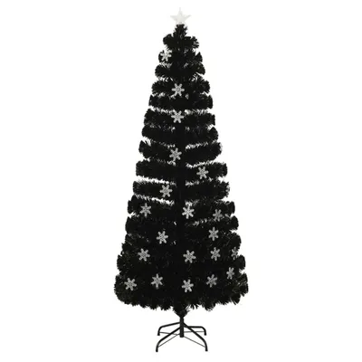 Produktbild von vidaXL Weihnachtsbaum mit LED-Schneeflocken Schwarz 240 cm Fiberoptik