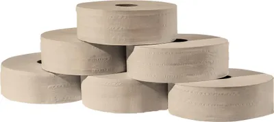 Produktbild von Tissue24 Jumbo Toilettenpapier Recycling 1-lagig – 500 m | 6 Rollen | Für stark frequentierte Waschräume | Blauer Engel