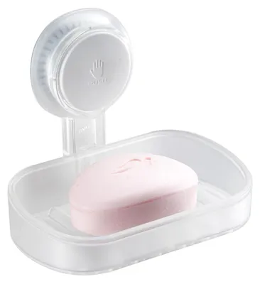 Image de Porte-savon avec égouttoir - Fixation murale sans perçage - Transparent