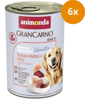 Produktbild von animonda GranCarno Adult Sensitiv Reines Huhn + Reis, Adult, Huhn, Reis, 400 g, Zuckerfrei, Ohne Soja