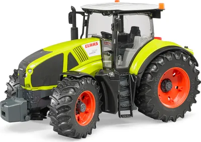 A toy tractor is shown from a front-side angle against a white background.