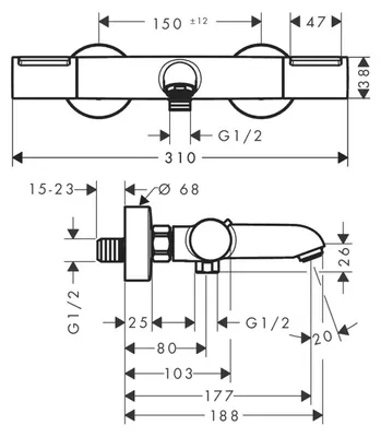 Produktbild von HANSGROHE 13347000 Thermostat Ecostat Element Wanne