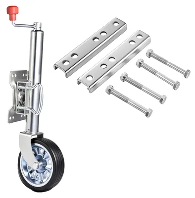 Image de Cric pour remorque, capacité de charge maximale 680 kg, hauteur de levage 63-90,5 cm, diamètre des roues 20 cm, poids de l'article 9,62 kg, matériau : acier galvanisé