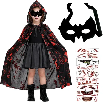Obrázok produktu pre Detský kostým na Halloween: Upír, plášť, maska, tetovanie na tvár
