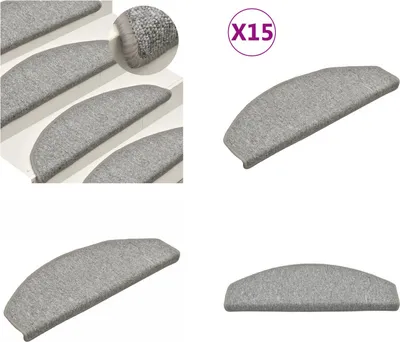 Image de vidaXL Tapis d'escalier 15 pcs. Gris clair 65x24x4 cm - Tapis d'escalier - Tapis de marches - Tapis de marches