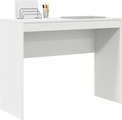 A white desk is shown against a white background.