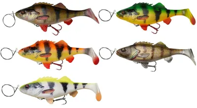 Produktbild von Savage Gear 4D Perch Shad - Swimbait Gummifisch, Farbe:Firetiger, Länge / Gewicht:20cm / 100g