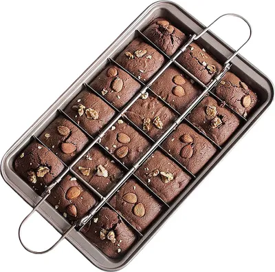 Obrázek produktu pro Pánev na brownies s nepřilnavým povrchem a vyjímatelnými přepážkami, plech na pečení brownies z uhlíkové oceli