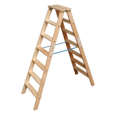 Immagine prodotto di Scala a pioli in legno Krause Stabilo, utilizzabile su entrambi i lati, 2 x 7 gradini 818447
