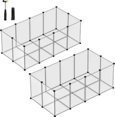 Produktbild von SONGMICS 2er set Kleintierkäfig, Freigehege mit Bodenplatten, 145 x 72 x 57 cm, weiß