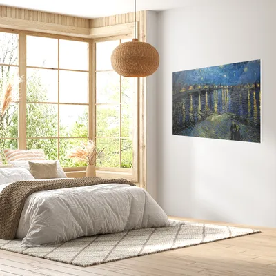 Obrázek produktu pro MuchoWow® Obrazy na skle - Nástěnné obrazy - Fotografie na skle Van Gogh - Most - Staří mistři 90x60cm Nástěnná dekorace ze skla - akrylová malba na sklo -