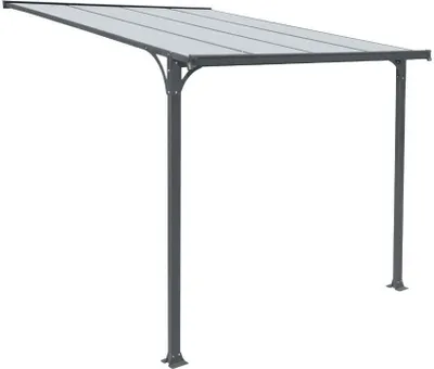 Zdjęcie produktu dla HOME DELUXE - Daszek do drzwi wejściowych CUBIS - Rozmiar: duży - 291 x 150 x 258 cm - antracyt, rama: aluminium, w tym panele z poliwęglanu I daszek do drzwi wejściowych szklany daszek pent roof
