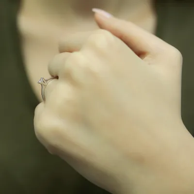 Produktbild von 0,15 Carat Diamant Solitär Ring Meisterwerk 14 Karat Weißgold - 60 (19,10 mm)